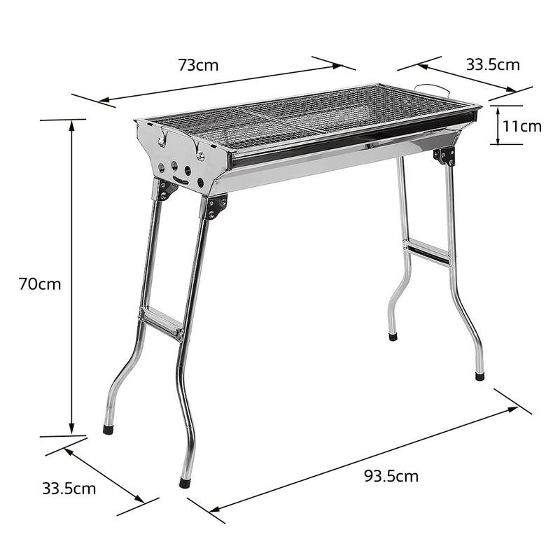 Edelstahl Holzkohlegrill | Klappbarer & Tragbarer Gartengrill (73*33,5*70 cm) - Image 5